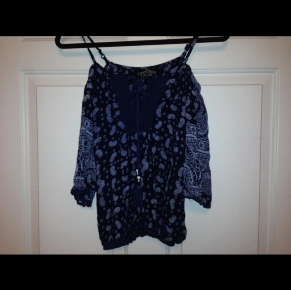 Blue boho blouse